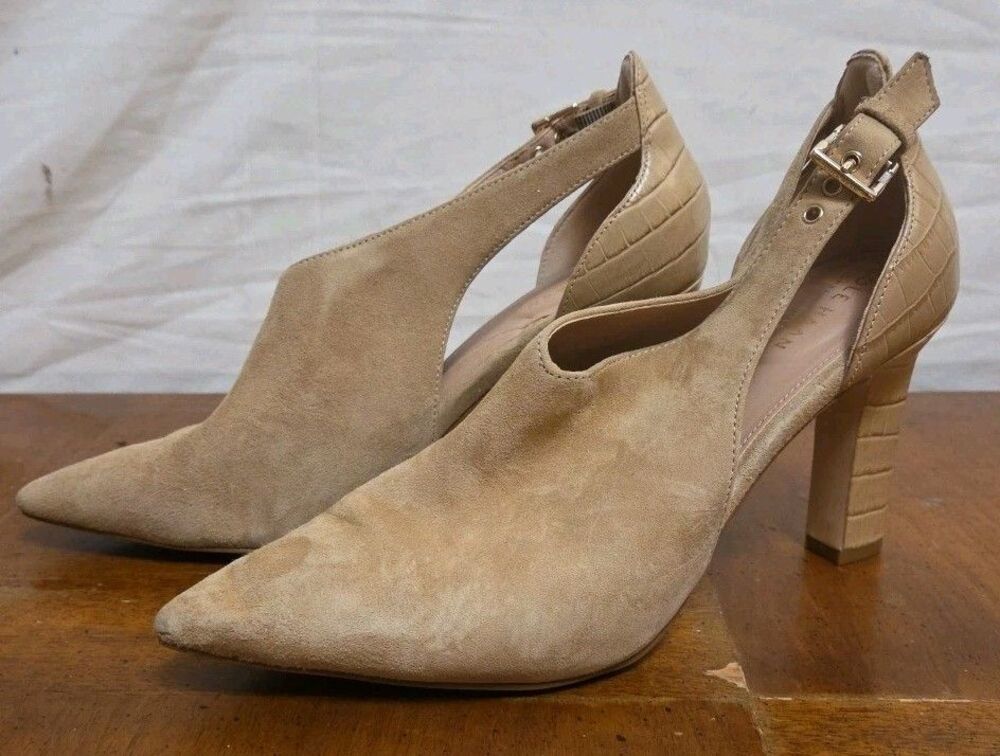 Cole Haan Women's Viera Pumps Tan Suede Grand 360 Size 8 B Croc Shoes Heels